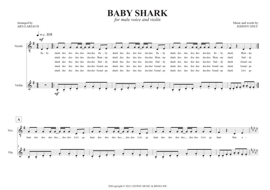 Baby Shark Chamber Music scores gallery preview page 1