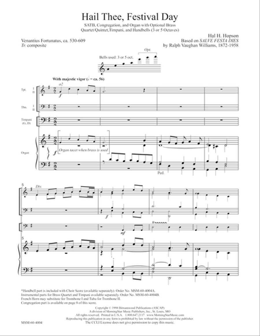 Hail Thee, Festival Day Hail Thee, Festival Day Choir scores gallery preview page 1