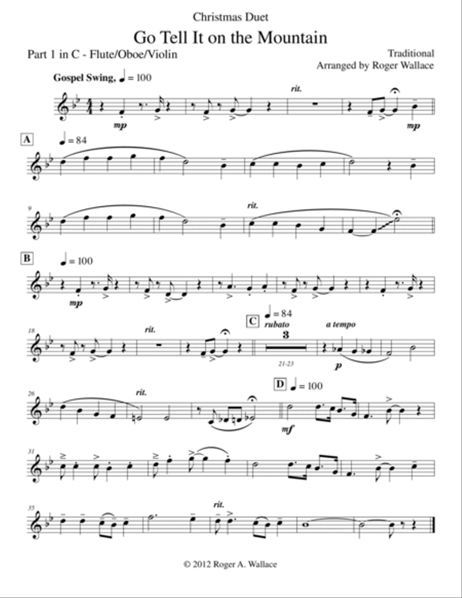 Go Tell It on the Mountain (Mixed Duet) Score and Parts scores gallery preview page 4