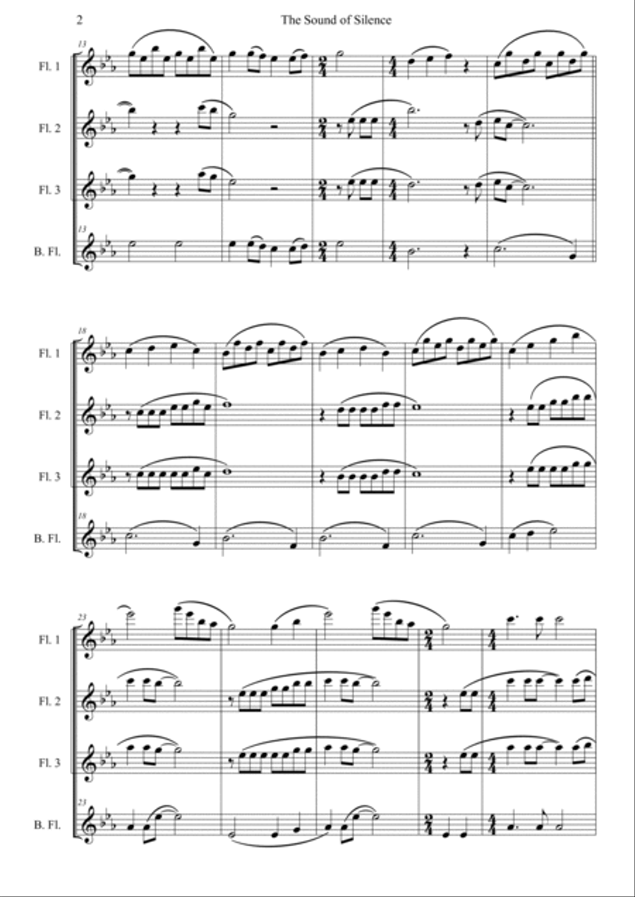 The Sound Of Silence Flute Quartet scores gallery preview page 5