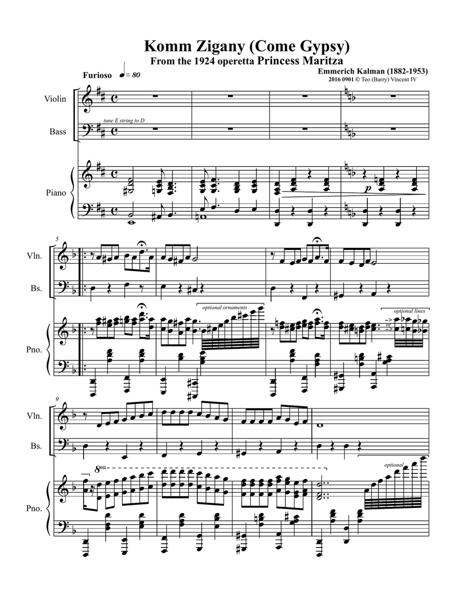Gräfin Mariza, Act 3: Nr.13a. Komm Zigany (Arrangement includes Tanz Schnell. Ziguener Csárdás) image number null