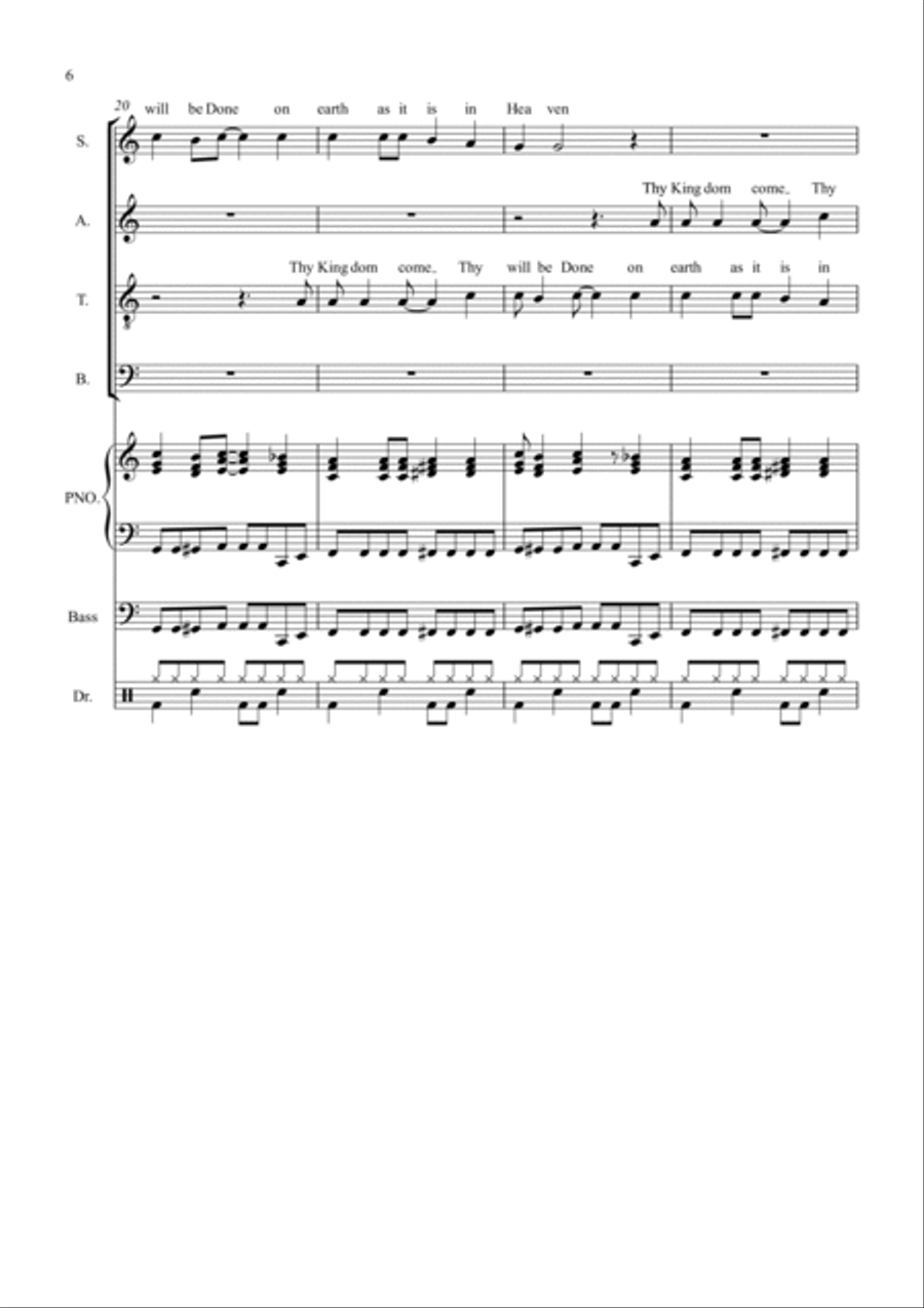 The Lord's Prayer (Gospel Style) for Choir And Piano Choir scores gallery preview page 6