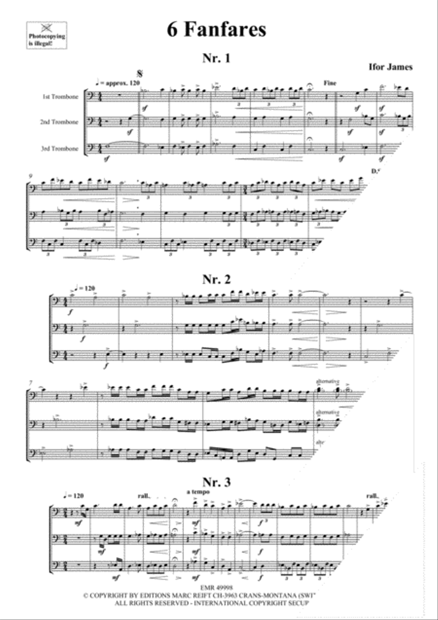 6 Fanfares 6 Fanfares Trombone Trio scores gallery preview page 3
