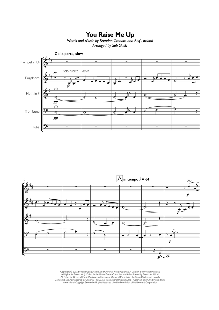 You Raise Me Up Brass Ensemble scores gallery preview page 1