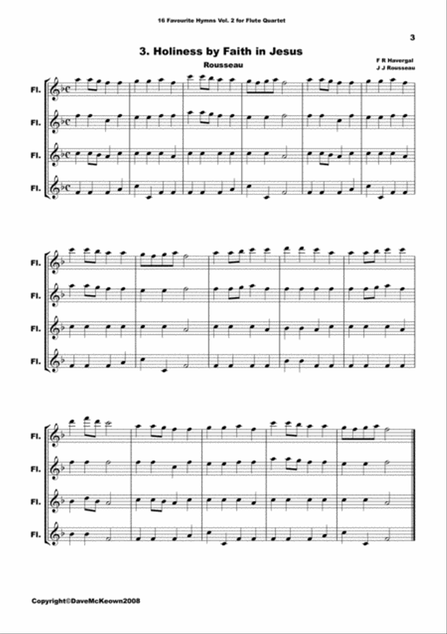 16 Favourite ﻿Hymns for Flute Quartet (Vol 2.) Flute Quartet scores gallery preview page 4