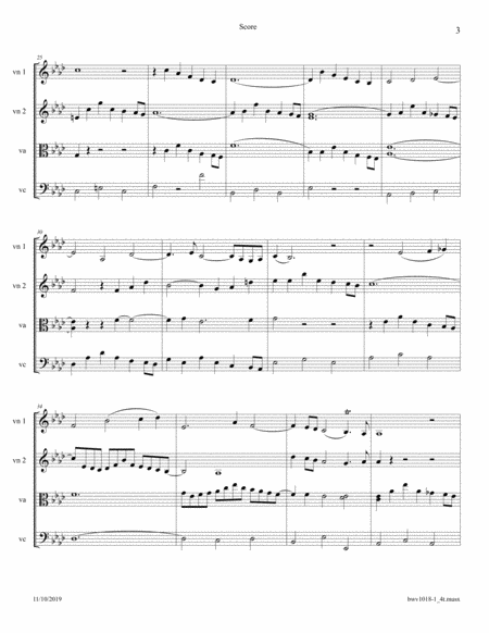 Bach: Sonata for Violin and Harpsichord in f, BWV 1018 - Movement 1; arr. for String Quartet image number null