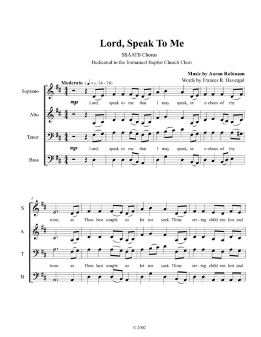 Lord, Speak To Me Lord, Speak To Me A Cappella scores gallery preview page 1
