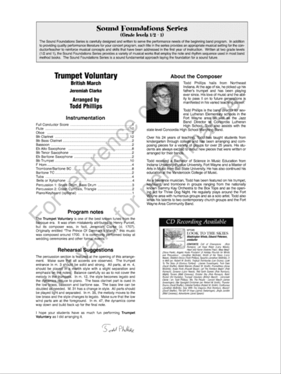 Trumpet Voluntary Concert Band scores gallery preview page 3
