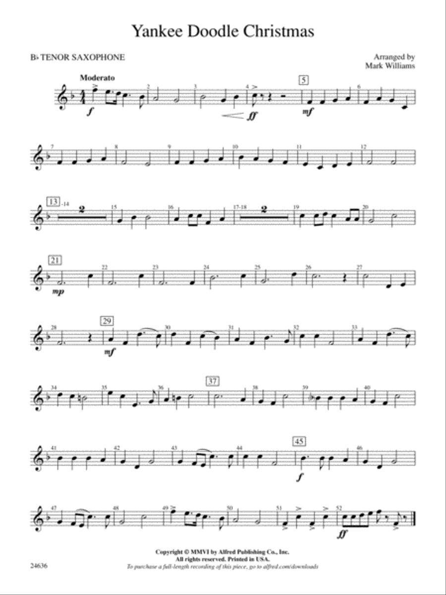 Yankee Doodle Christmas: B-flat Tenor Saxophone Concert Band scores gallery preview page 1