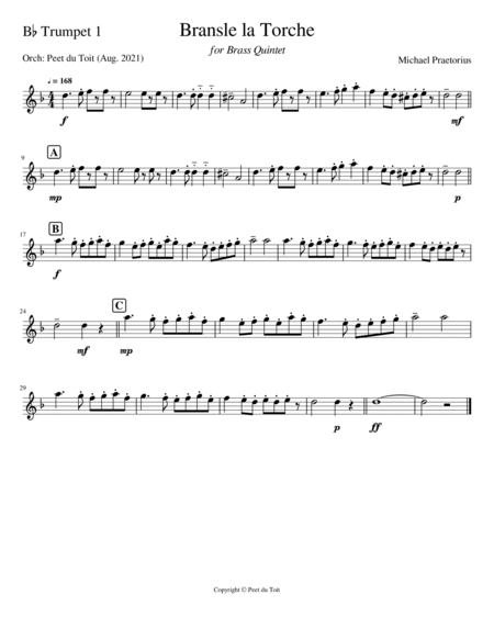 Bransle la Torche - Michael Praetorius (Brass Quintet) image number null