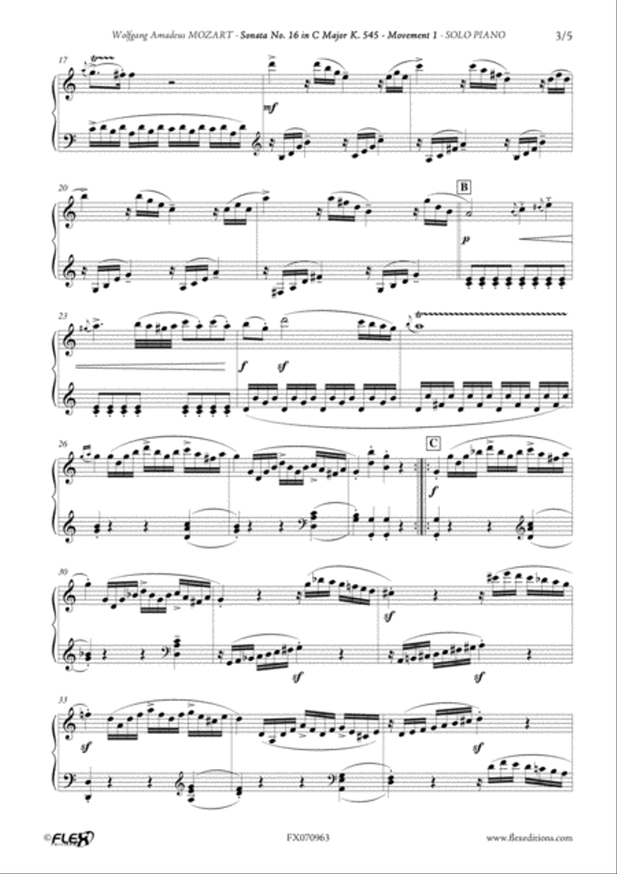 Sonata No. 16 in C Major K. 545 - Movement 1 Piano Solo scores gallery preview page 3