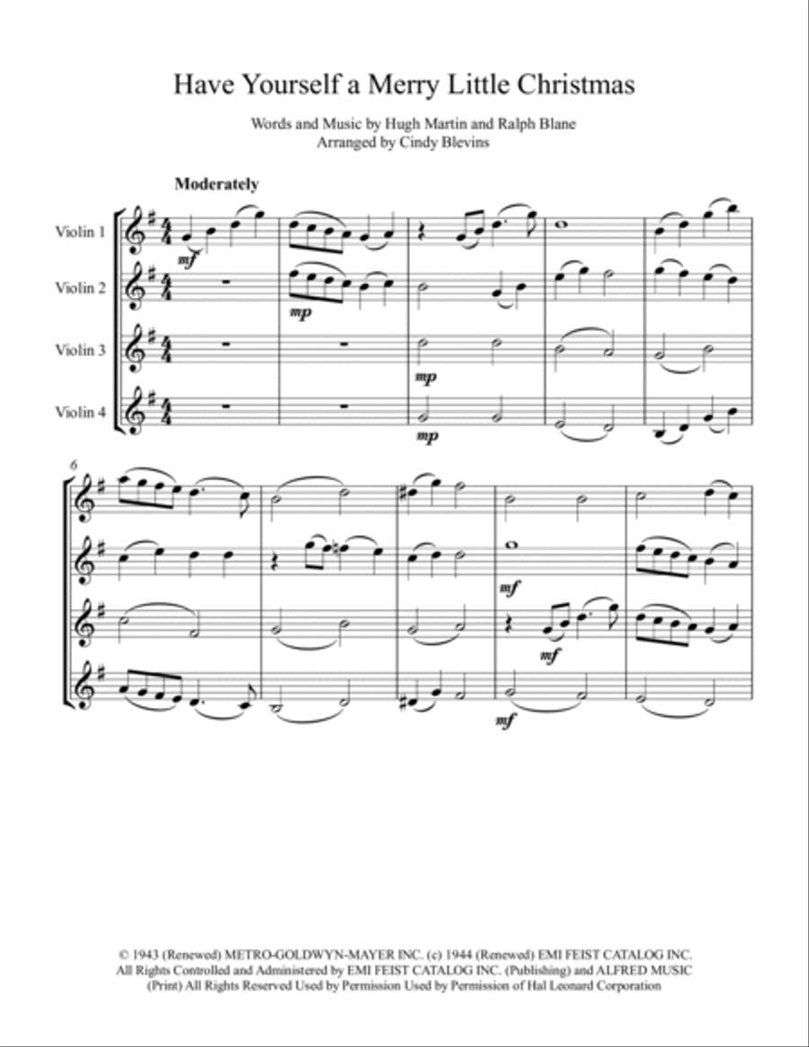 Have Yourself A Merry Little Christmas from MEET ME IN ST. LOUIS String Quartet scores gallery preview page 2