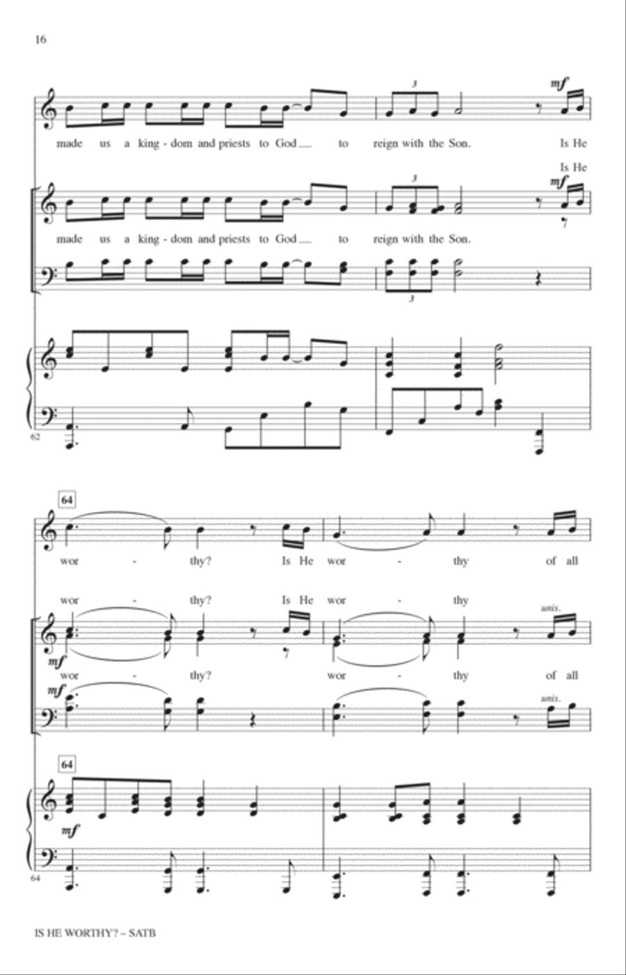 Is He Worthy? (arr. Heather Sorenson) 4-Part scores gallery preview page 15