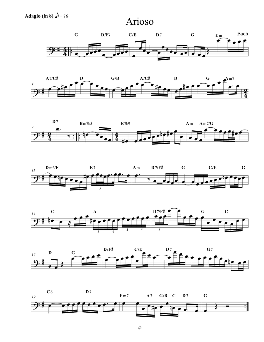Arioso - bass clef lead sheet Small Ensemble scores gallery preview page 1
