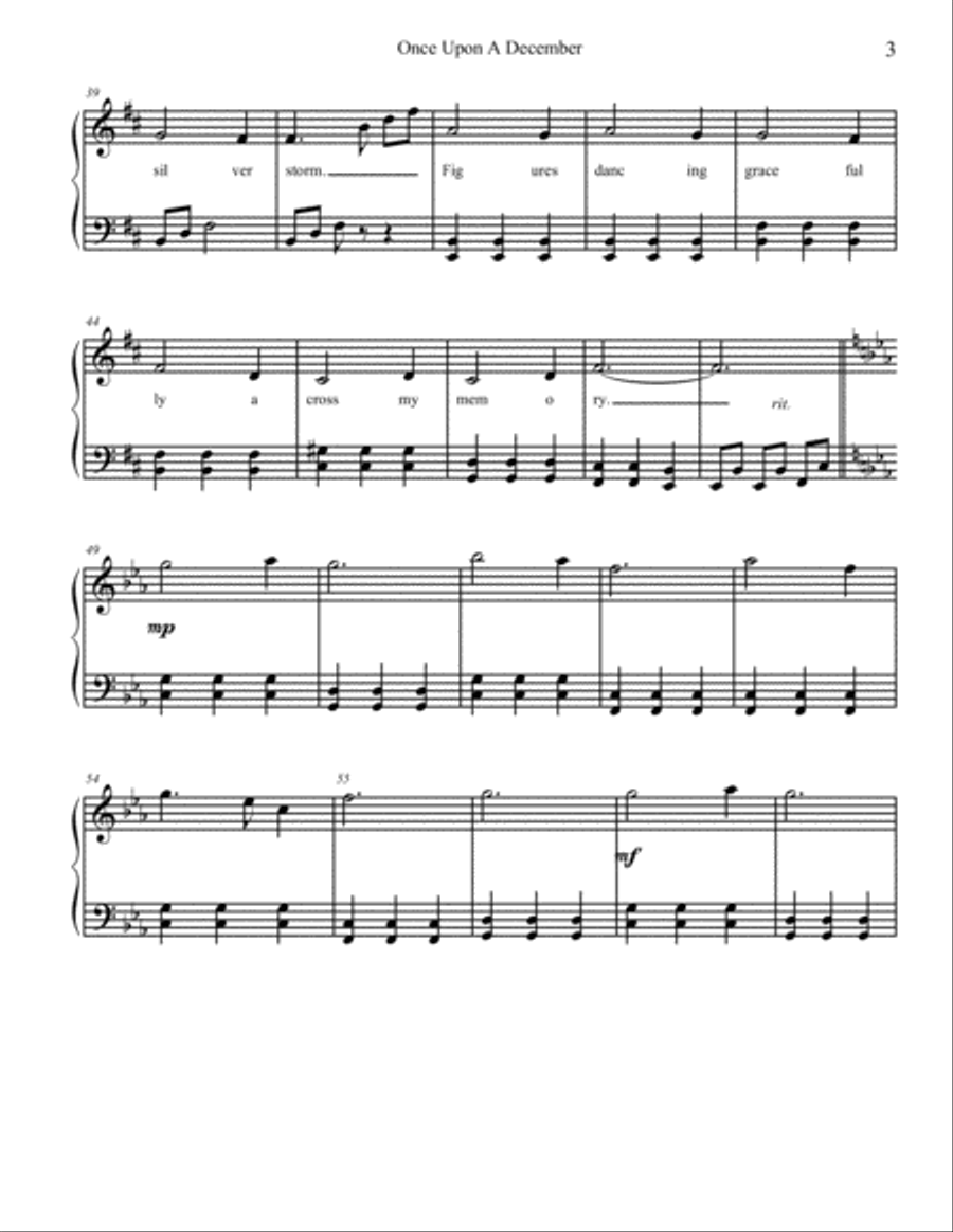 Once Upon A December from the Twentieth Century Fox Motion Picture ANASTASIA Small Ensemble scores gallery preview page 3