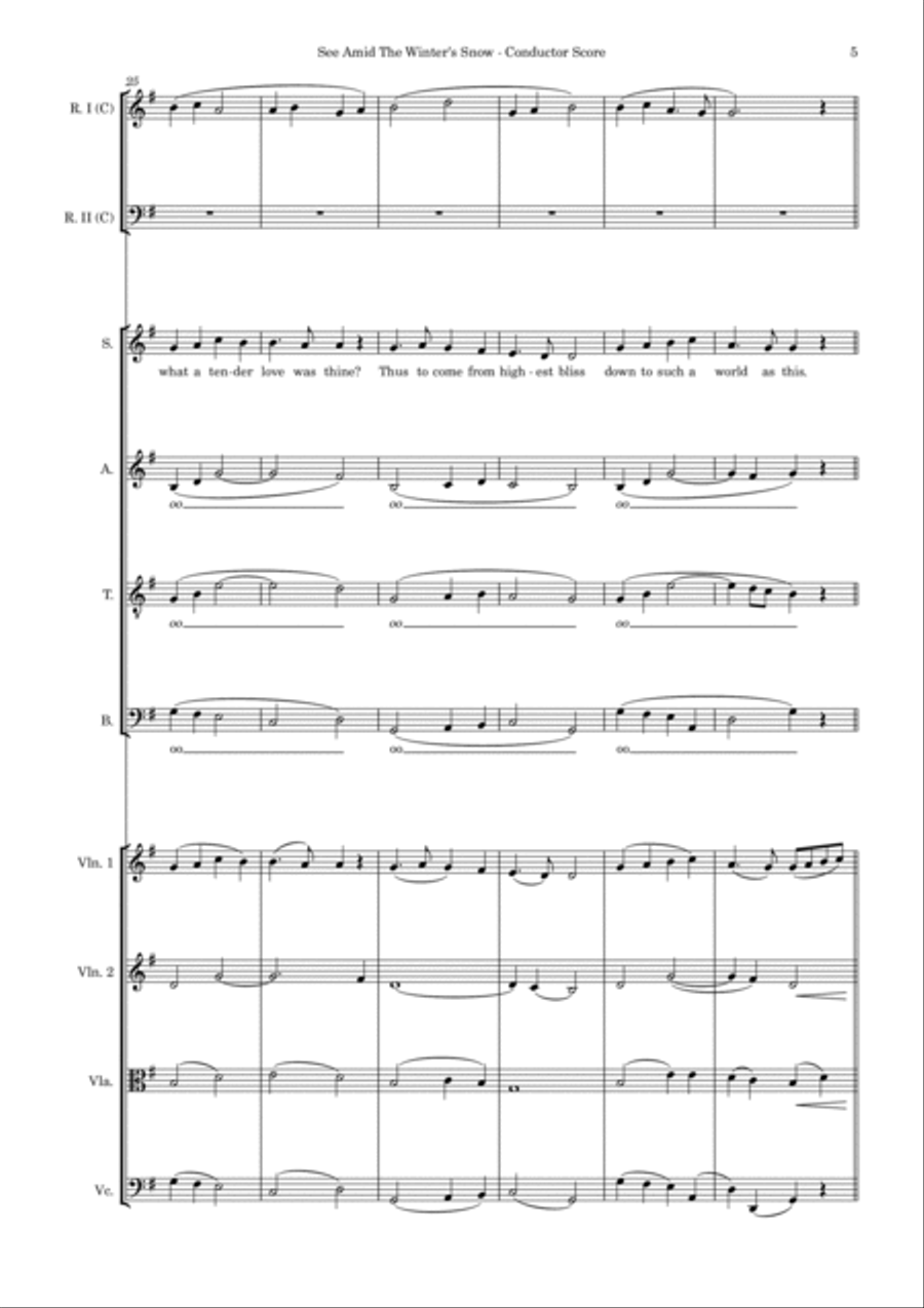 See Amid The Winter's Snow – SATB, String 4tet and flexible woodwind – Score and parts SATB scores gallery preview page 5