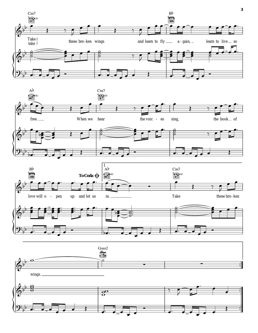 Broken Wings Piano, Vocal, Guitar scores gallery preview page 3