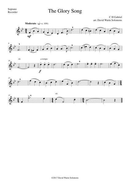 The Glory Song for recorder quartet image number null