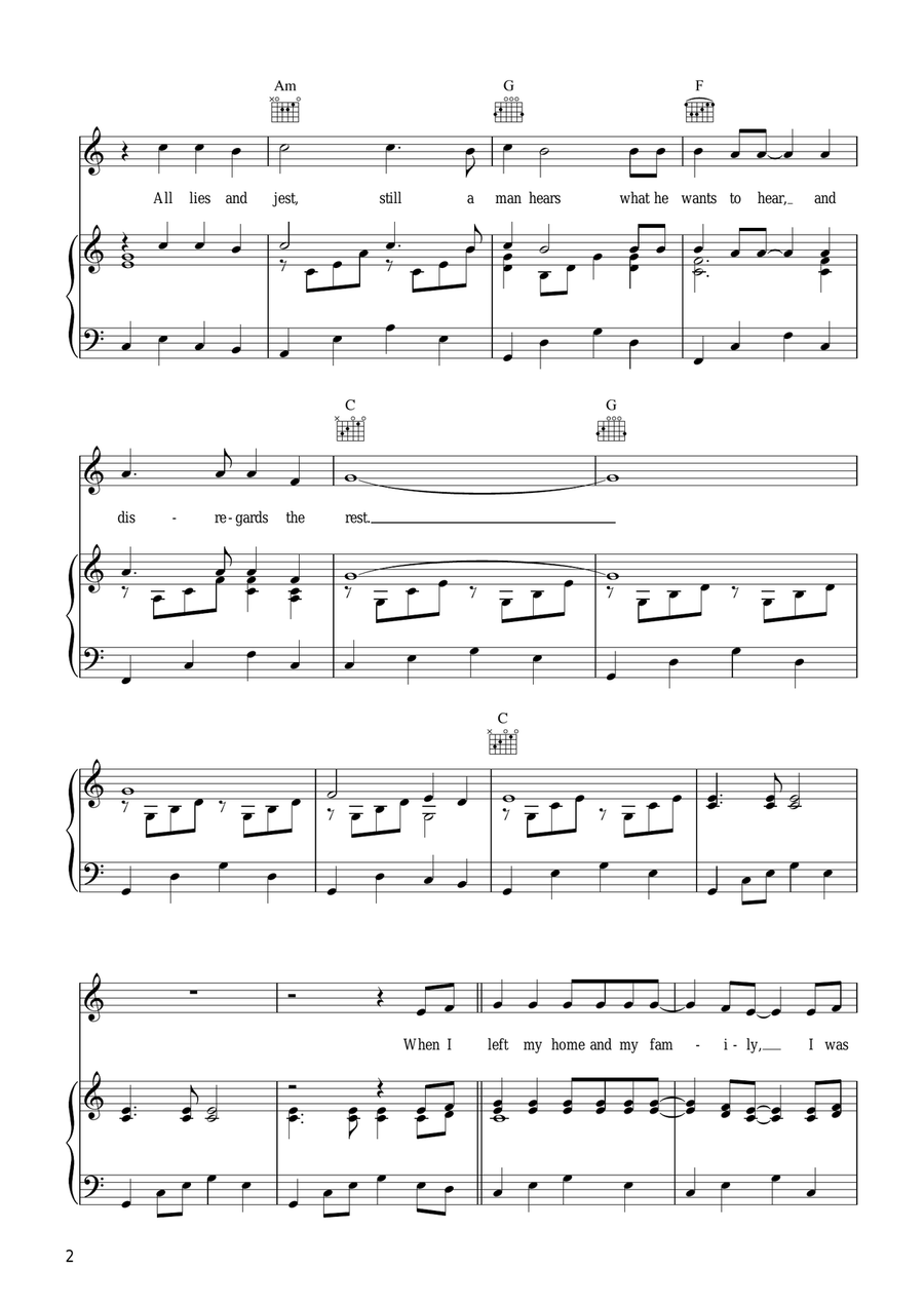 The Boxer Piano, Vocal, Guitar scores gallery preview page 2
