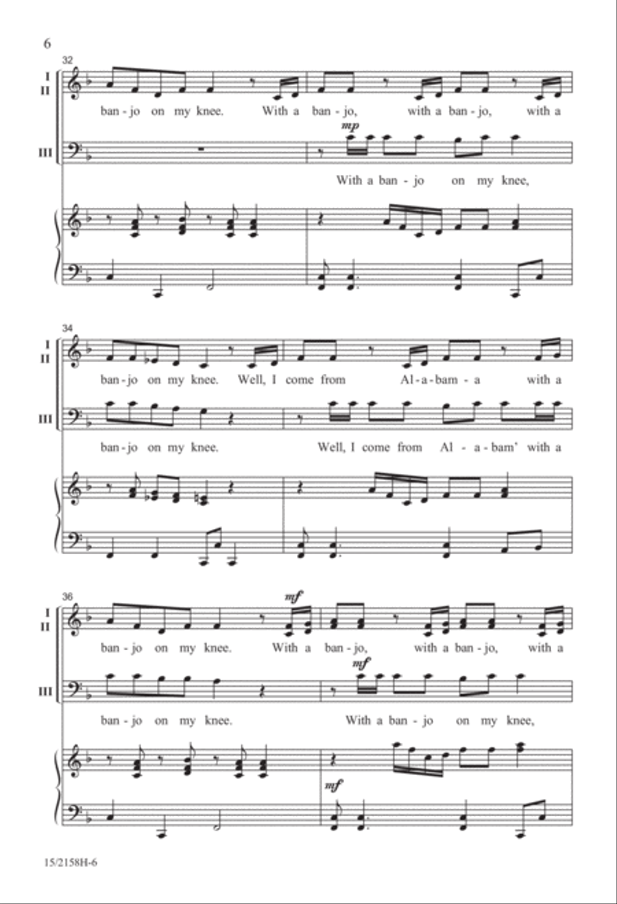 Banjo on My Knee (Oh, Susanna) 3-Part scores gallery preview page 6
