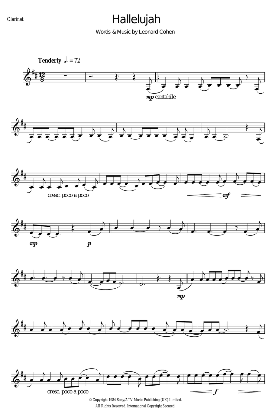 Hallelujah Hallelujah Clarinet Solo scores gallery preview page 1