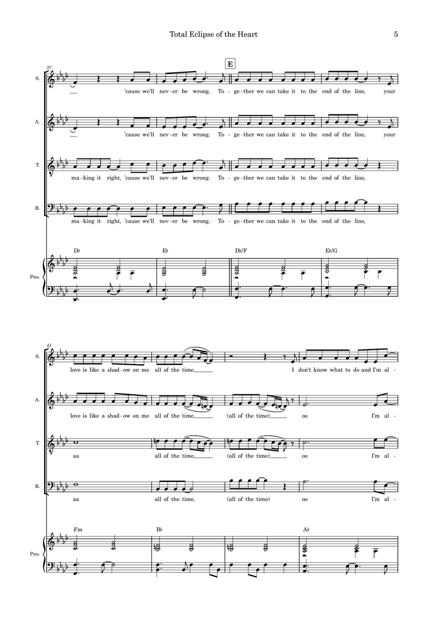 Total Eclipse Of The Heart 4-Part scores gallery preview page 5
