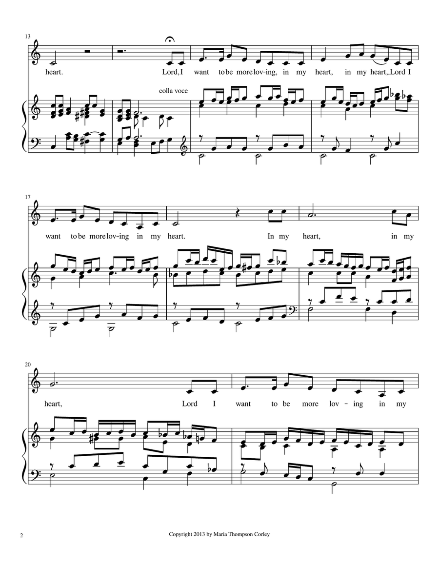 Lord, I Want to be a Christian (medium voice and piano) Medium Voice scores gallery preview page 2