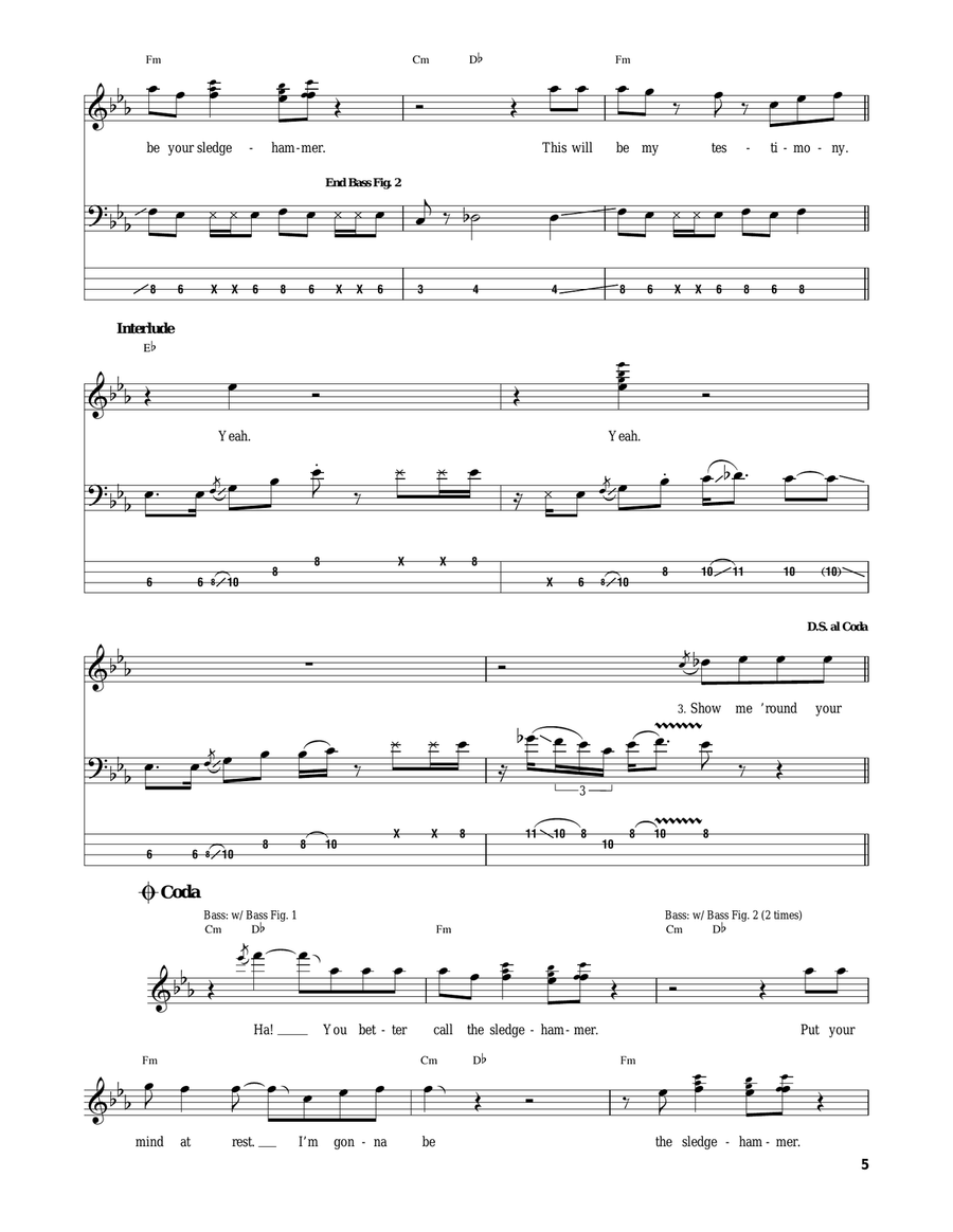Sledgehammer Guitar Tablature scores gallery preview page 5