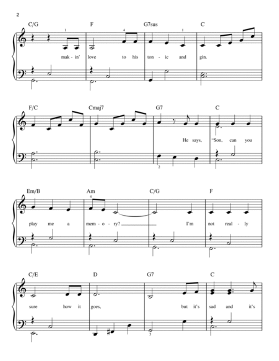 Piano Man Easy Piano scores gallery preview page 2