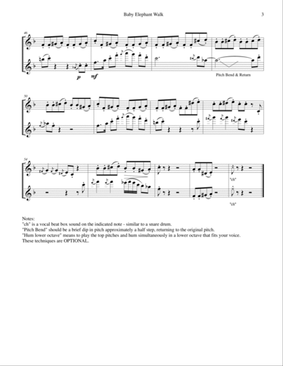 Baby Elephant Walk from the Paramount Picture HATARI! Flute Duet scores gallery preview page 4
