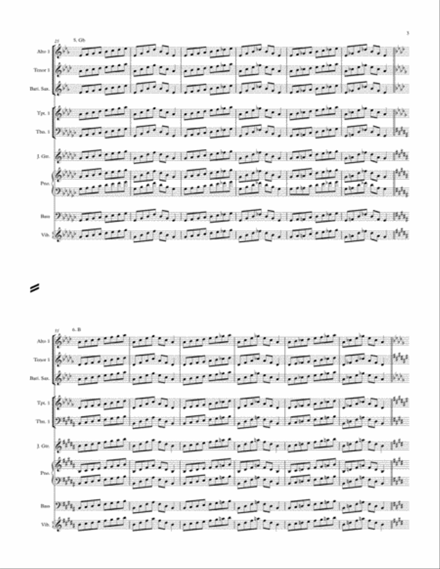 Jazz Band Scales/Arpeggios (Major, Mixolydian, Dorian, Blues) In All Keys Jazz Ensemble scores gallery preview page 3