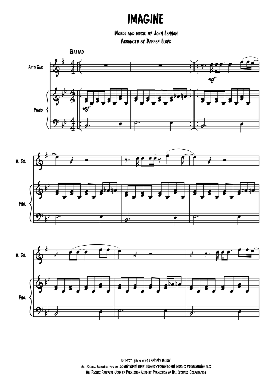Imagine Imagine Alto Saxophone scores gallery preview page 1