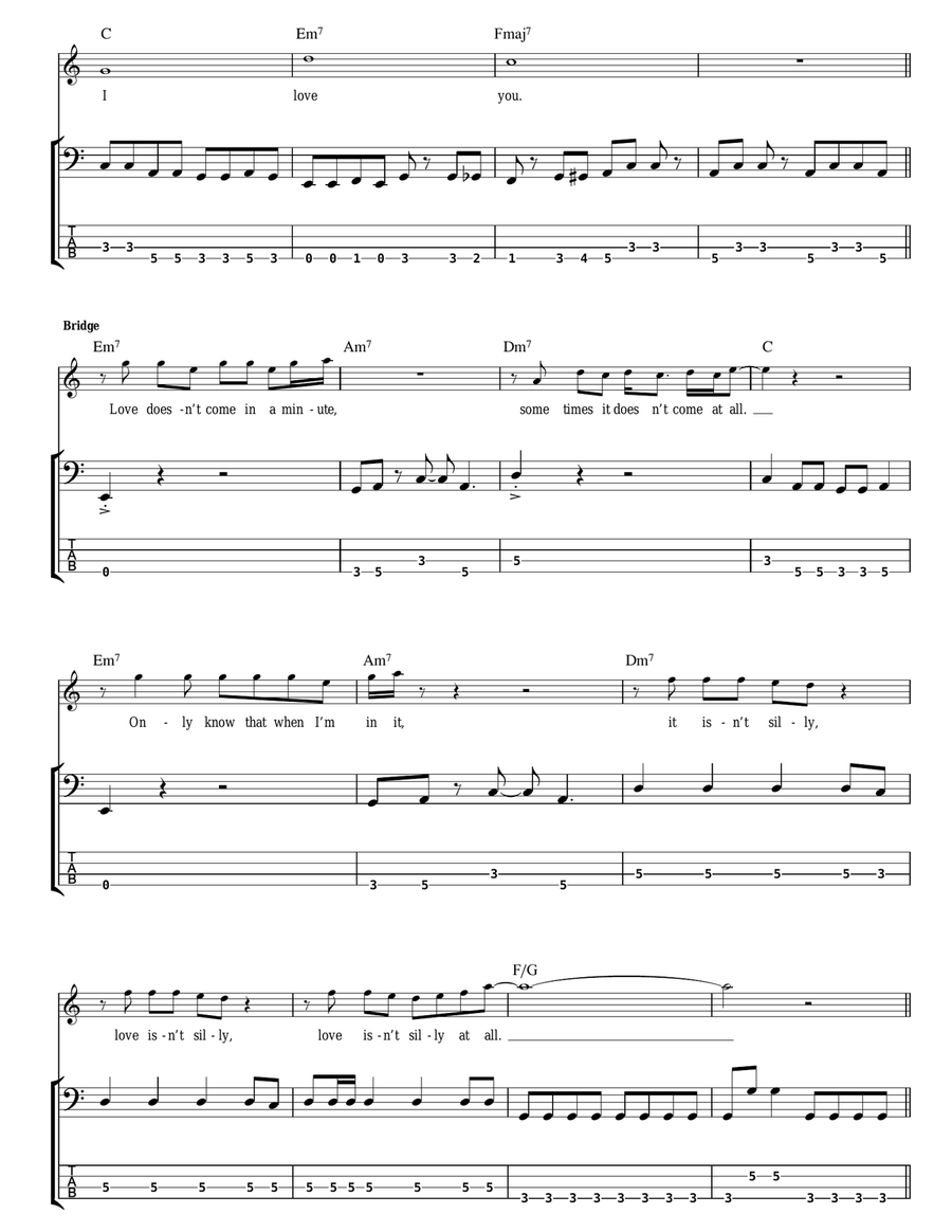 Silly Love Songs Bass Guitar Tablature scores gallery preview page 5