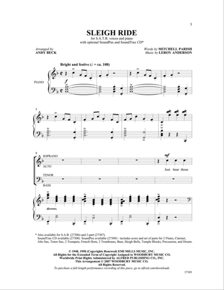 Sleigh Ride 4-Part scores gallery preview page 2