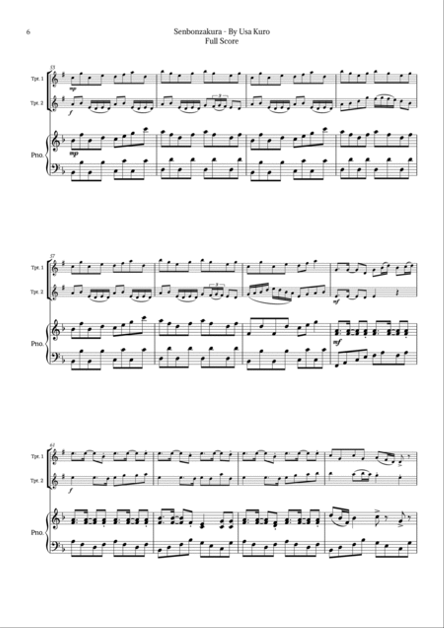 Senbonzakura Trumpet Duet scores gallery preview page 6