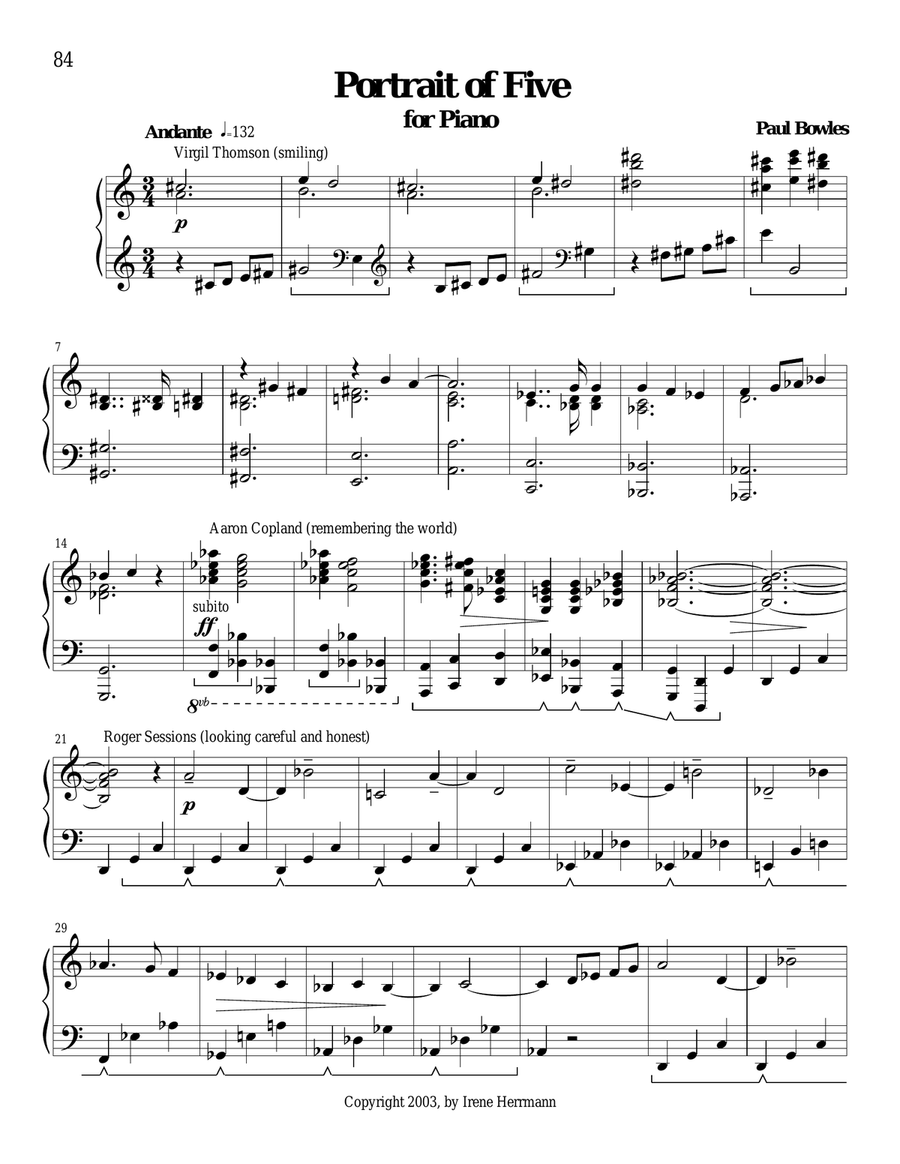 Portrait of Five Piano Solo scores gallery preview page 1