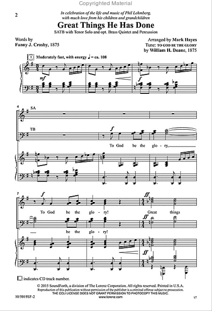 Great Things He Has Done 4-Part scores gallery preview page 2