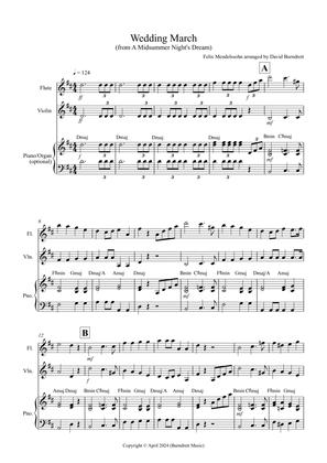 Wedding March (from A Midsummer Night's Dream) for Flute and Violin Duet