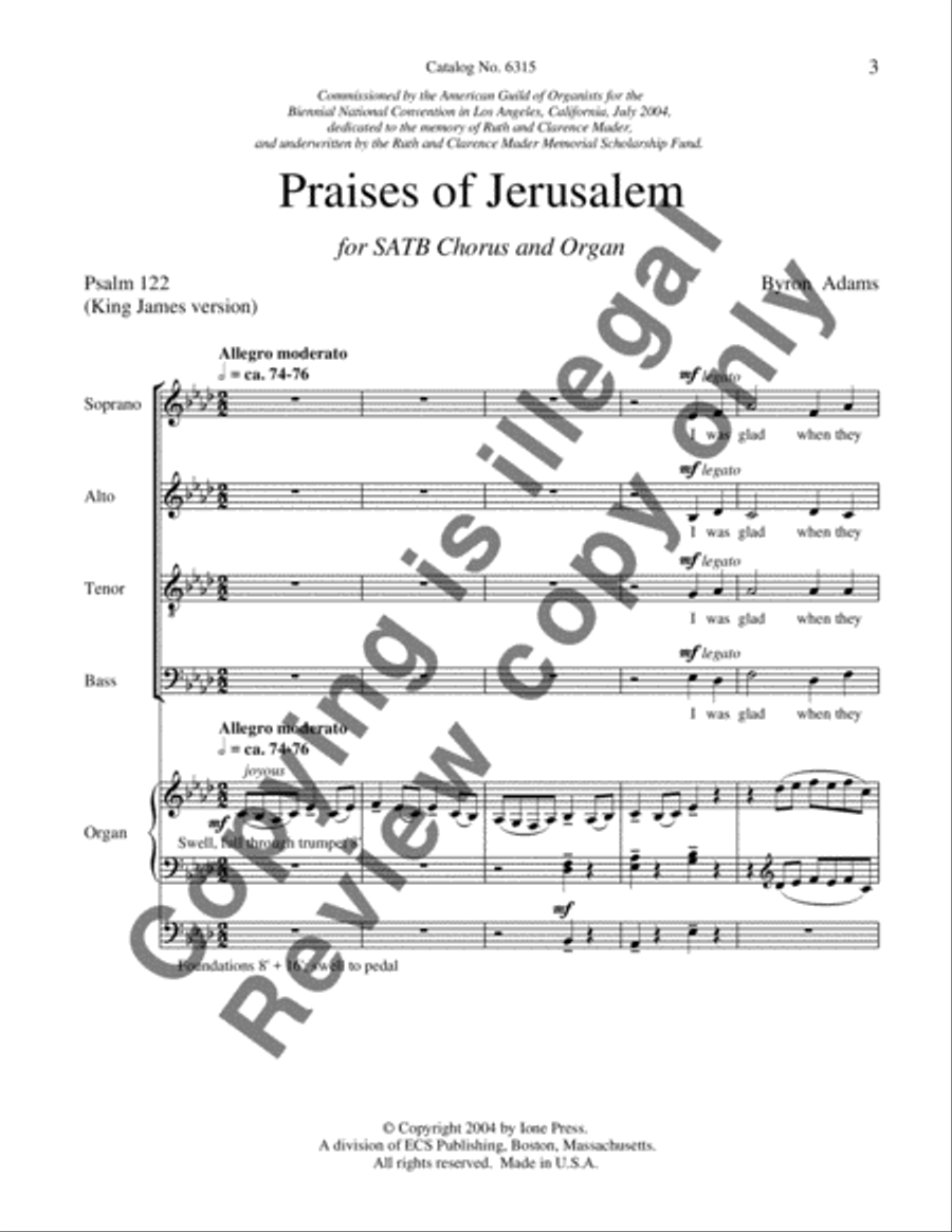 Praises of Jerusalem Praises of Jerusalem 4-Part scores gallery preview page 3