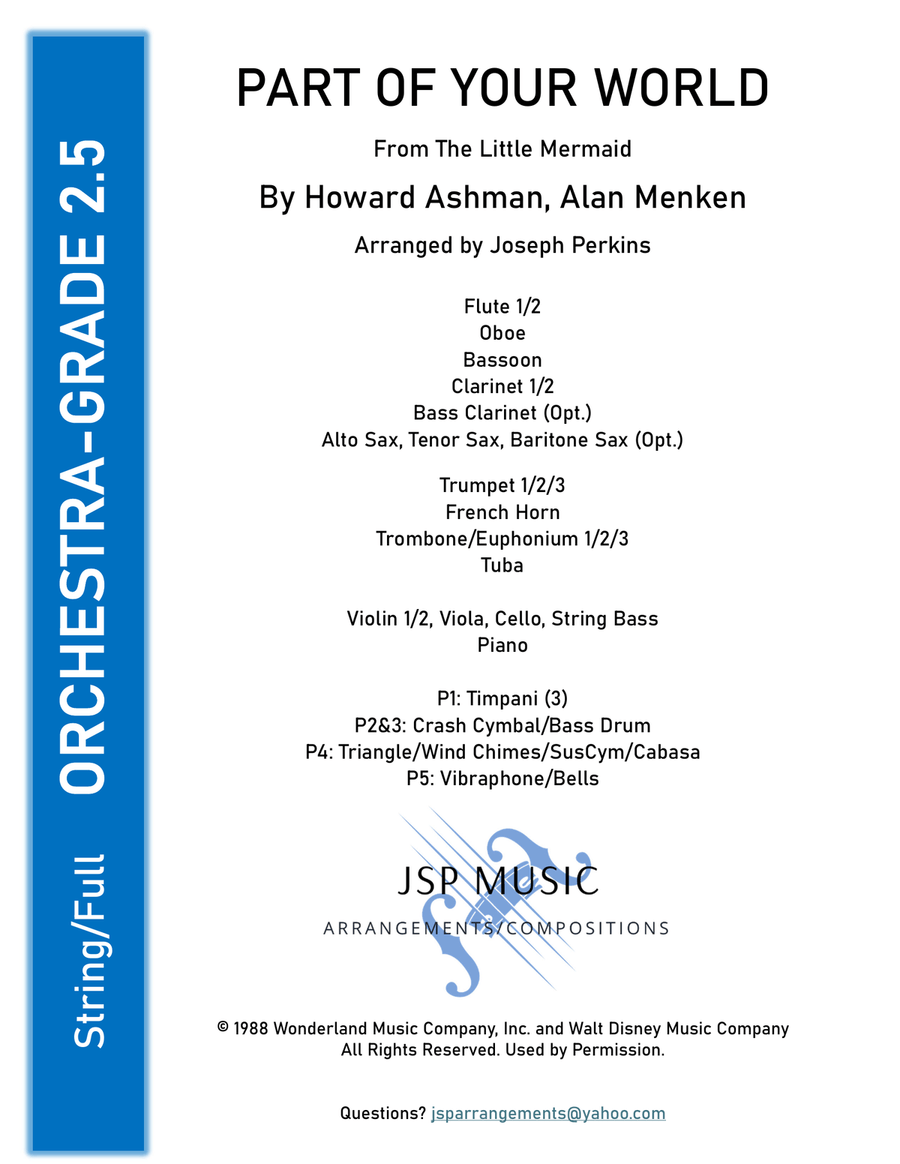 Part Of Your World Full Orchestra scores gallery preview page 1