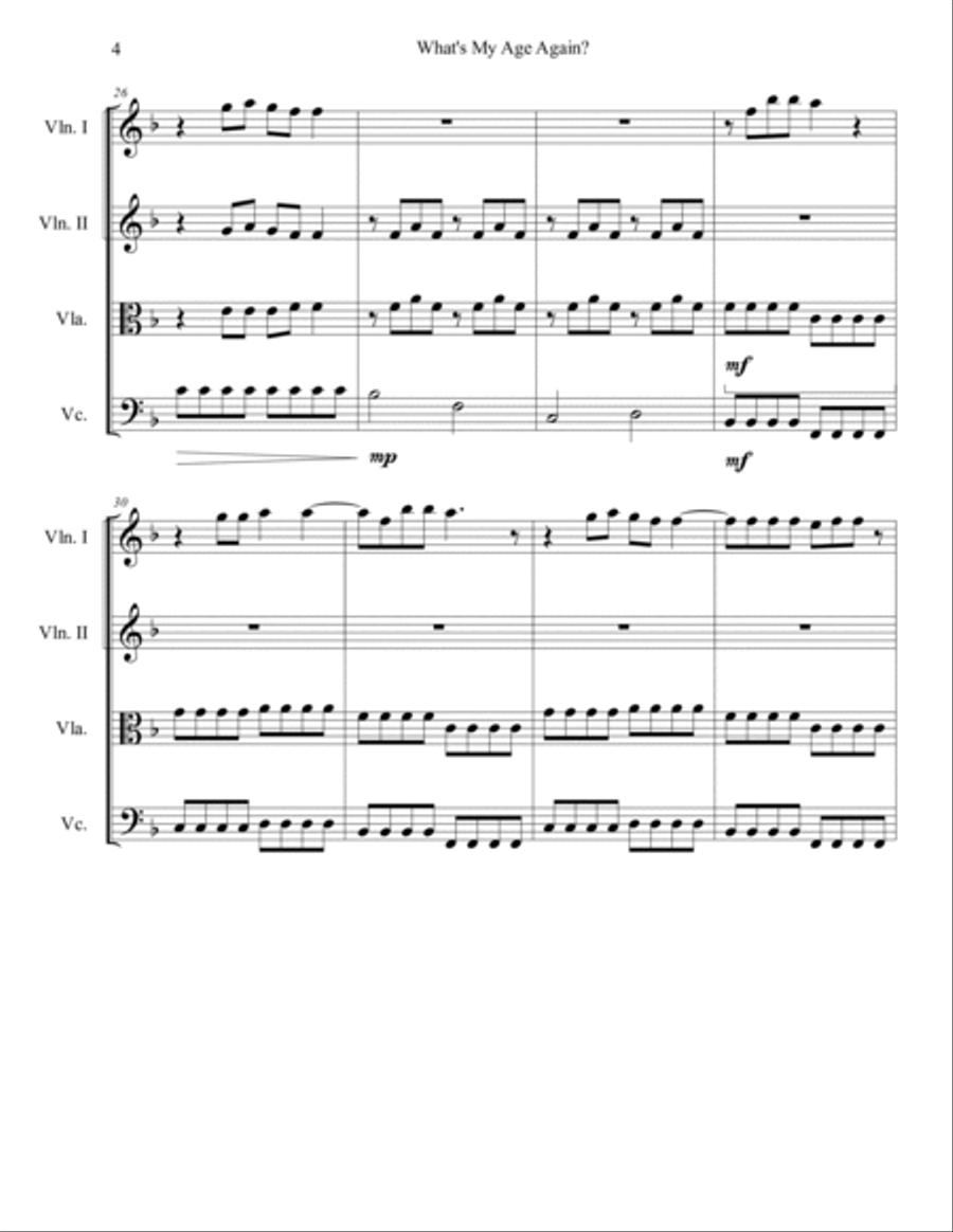 What's My Age Again? String Quartet scores gallery preview page 4