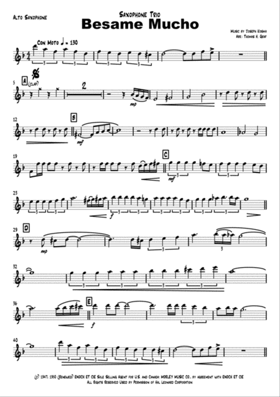 Besame Mucho (Kiss Me Much) Woodwind Trio scores gallery preview page 5