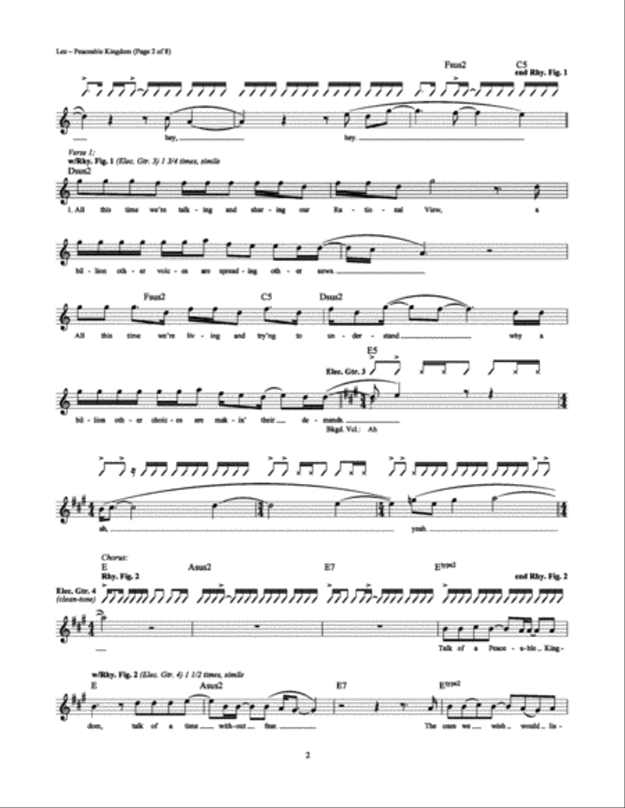 Peaceable Kingdom Peaceable Kingdom Electric Guitar scores gallery preview page 2