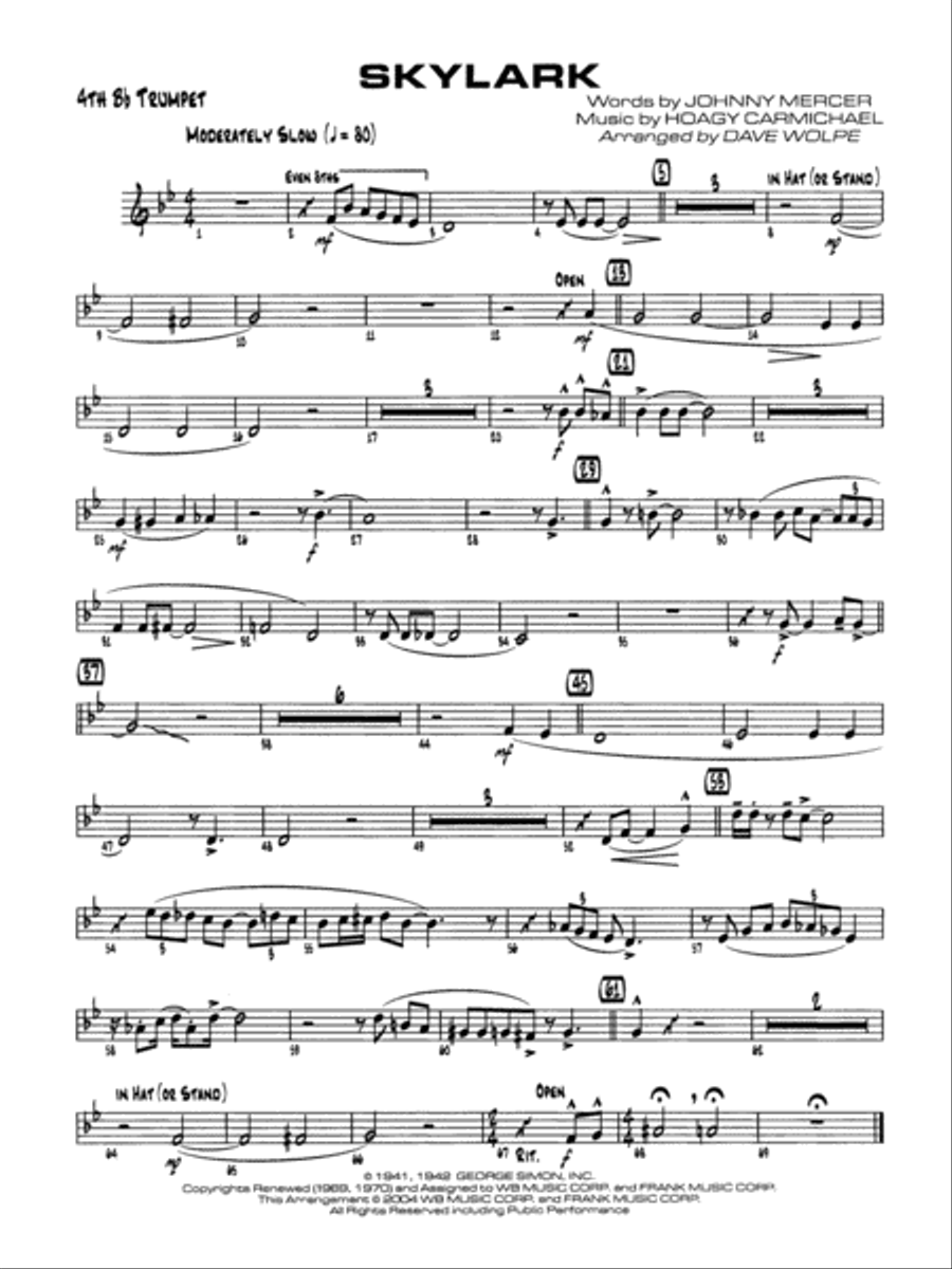Skylark: 4th B-flat Trumpet Jazz Ensemble scores gallery preview page 1