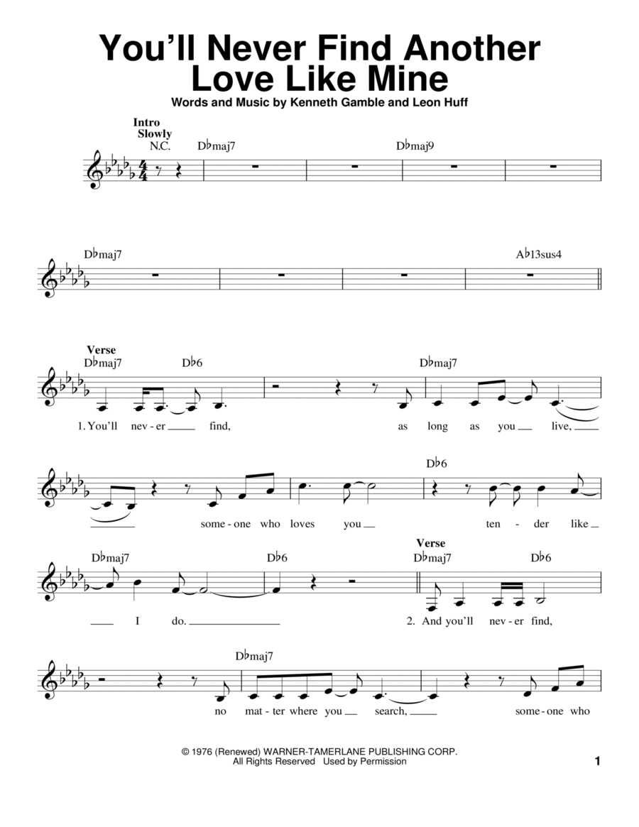 You'll Never Find Another Love Like Mine Voice scores gallery preview page 1