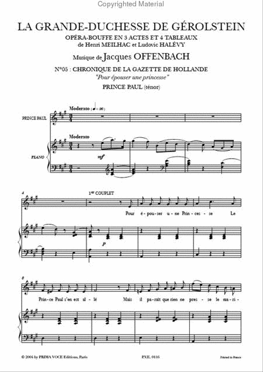 Pour epouser une princesse from La Grande-Duchesse de Gerolstein Tenor Voice scores gallery preview page 2