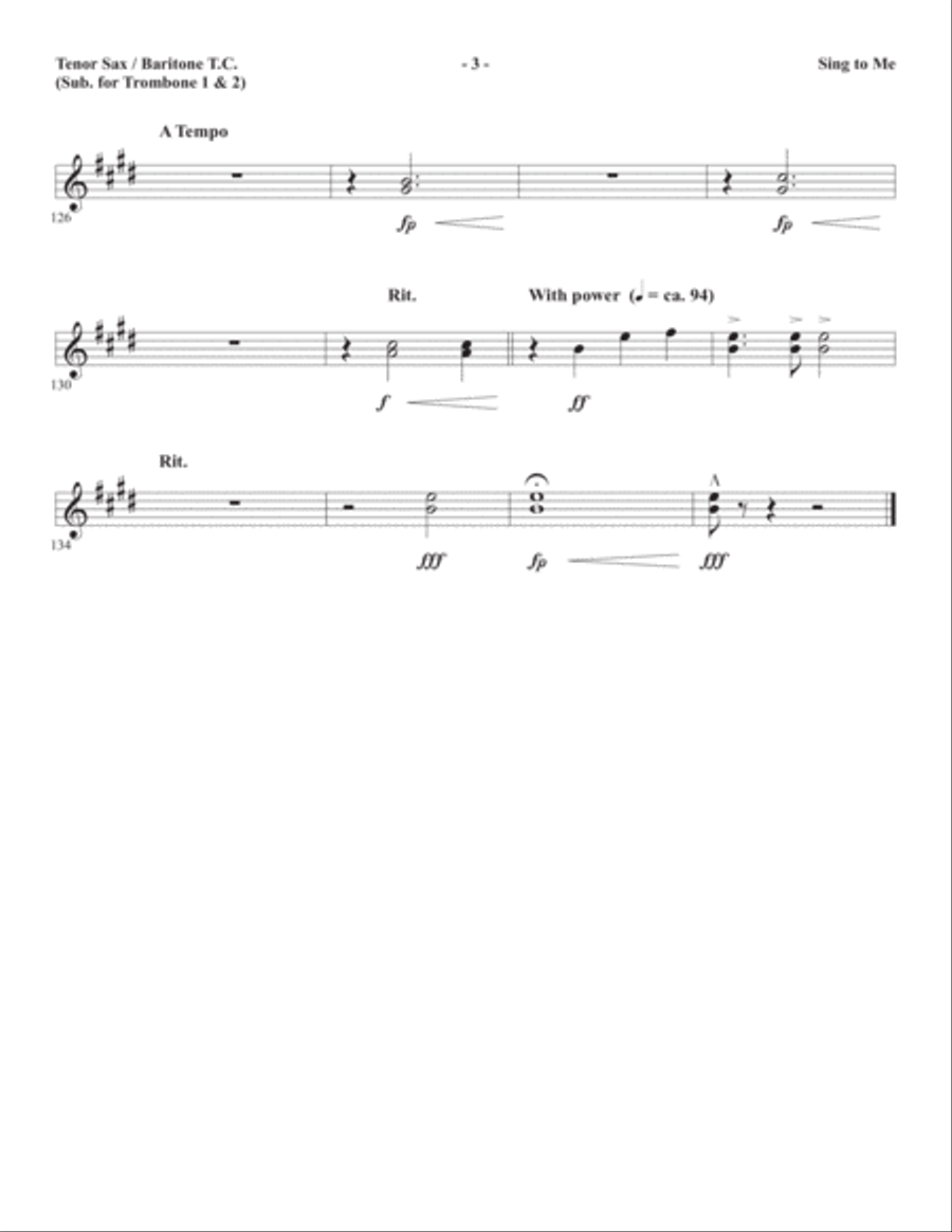 Sing to Me - Tenor Sax/BariTC (sub Tbn 1-2) Choir scores gallery preview page 3