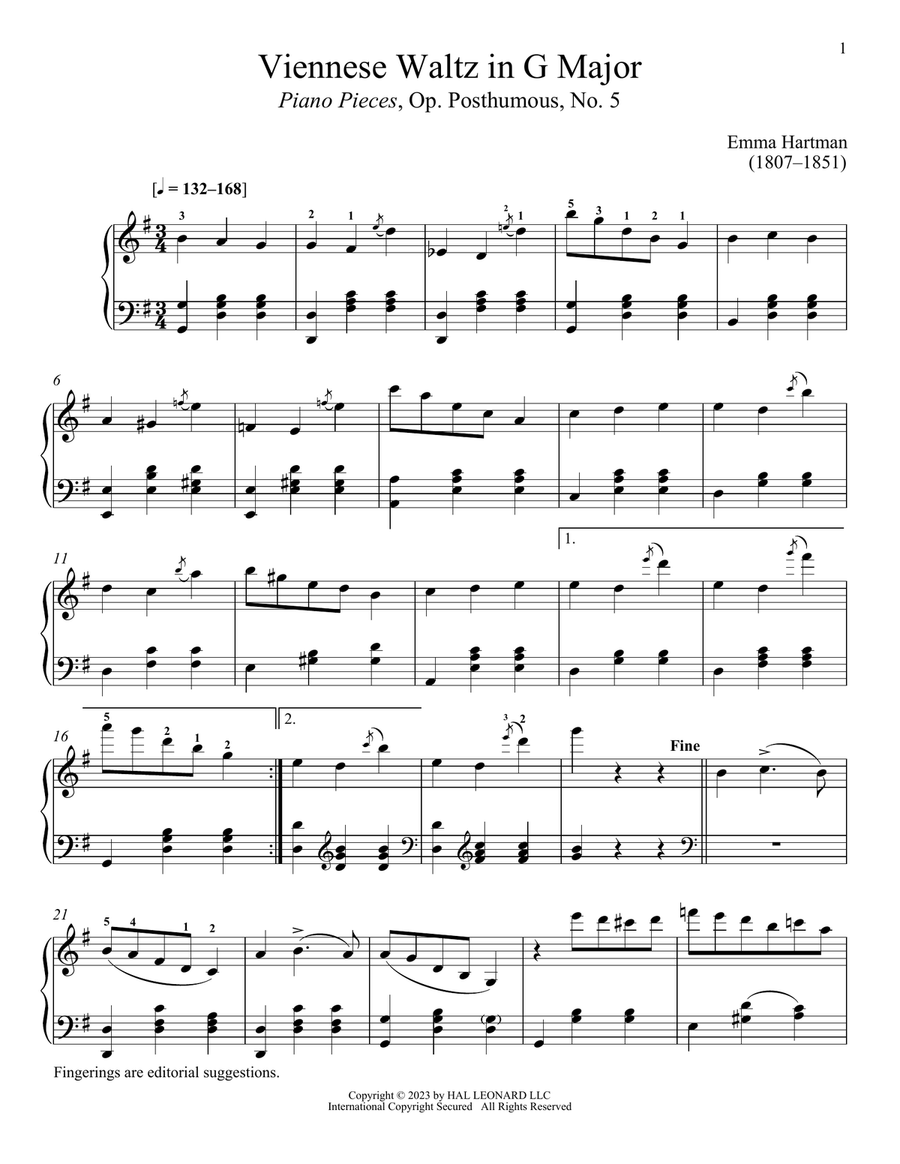 Viennese Waltz in G Major Piano Solo scores gallery preview page 1