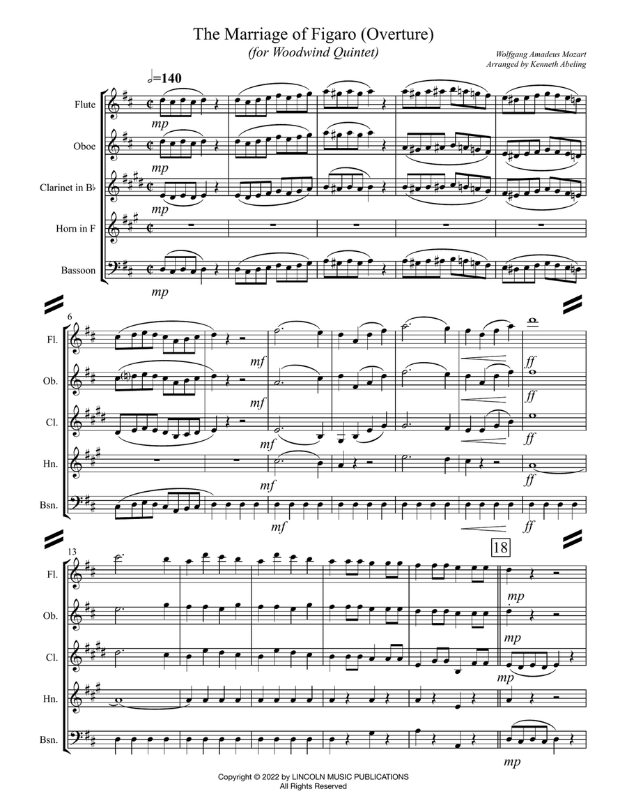 The Marriage of Figaro - Overture (fWoodwind Quintet) Woodwind Quintet scores gallery preview page 2
