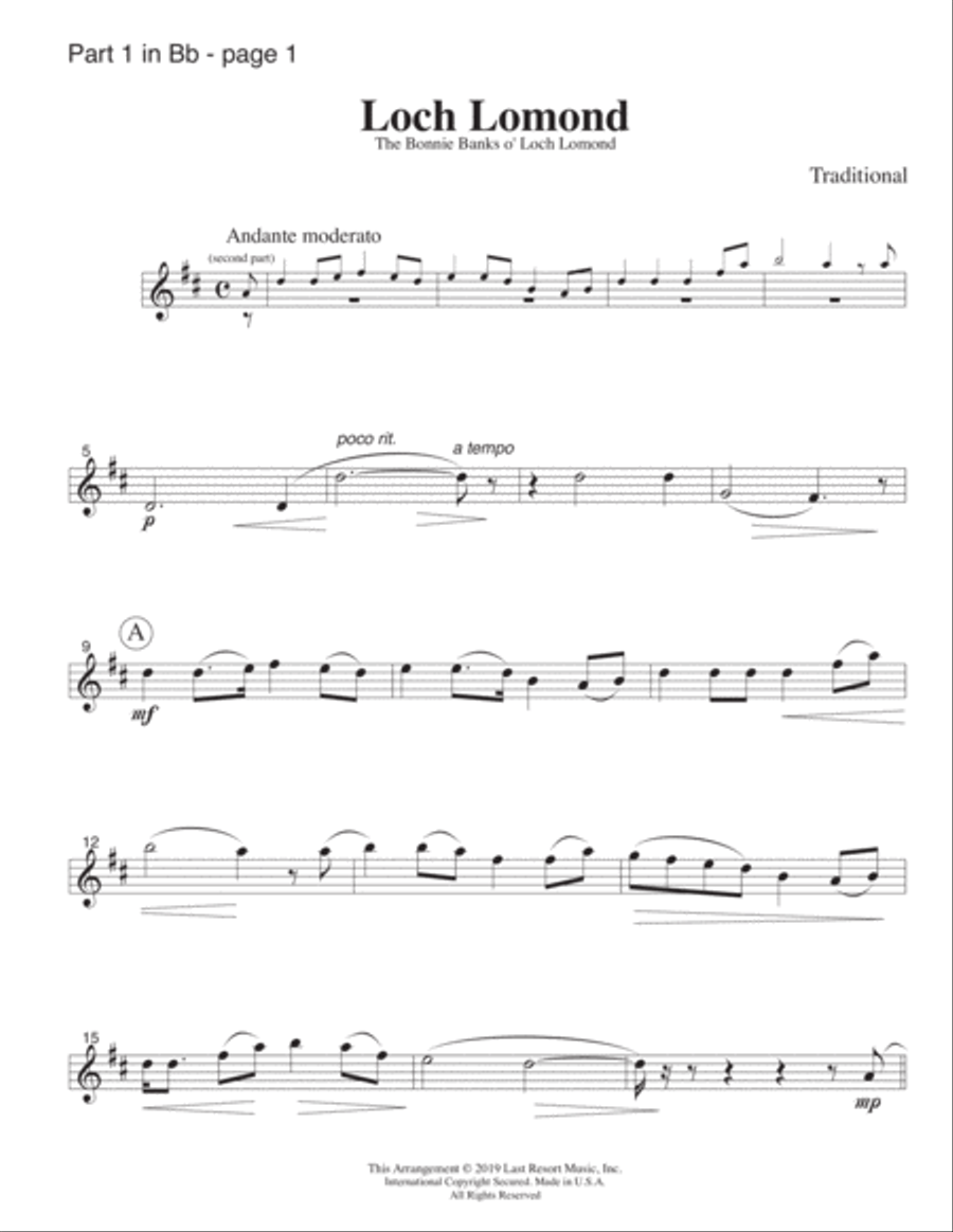 Loch Lomond for String Trio (or Wind Trio or Mixed Trio) Music for Three image number null